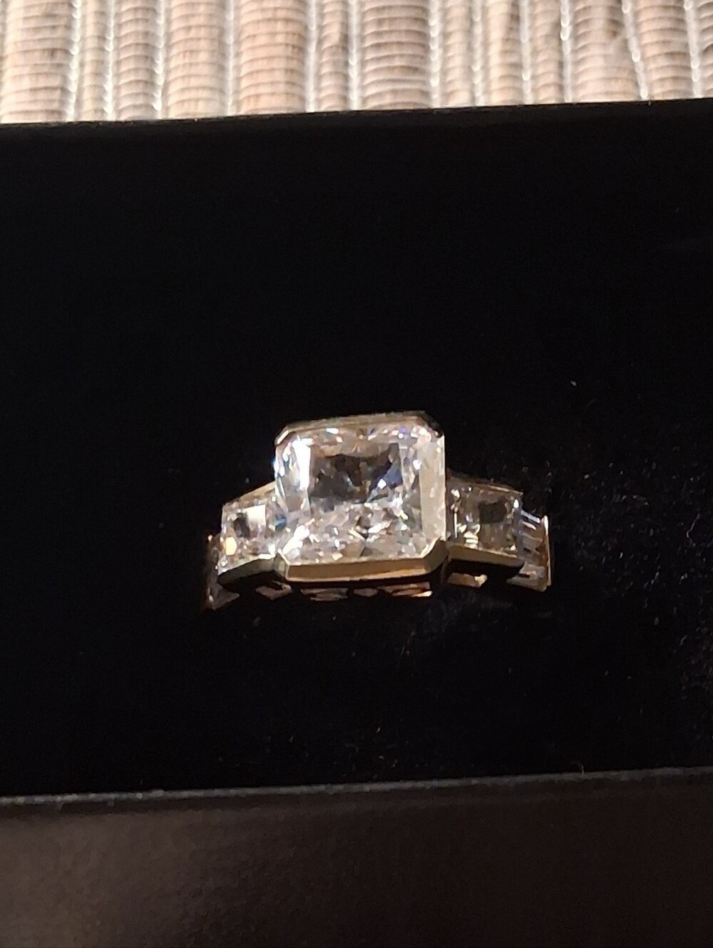 Vintage 1990's 14K Gold Ring With Radiant Cut Cubic Zirconia